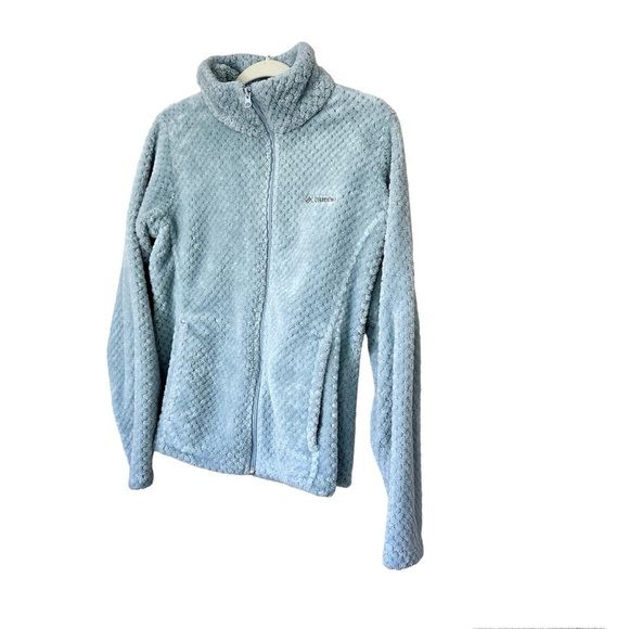 Columbia Fleece jacket dusty blue pockets full zipper high adjustable collar L - Picture 2 of 15